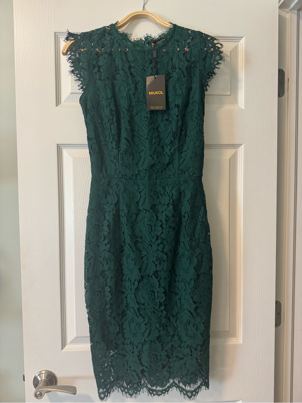 Miusol Dark Green Floral Lace Midi Dress - NWT